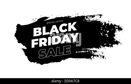 Black Friday Sale Banner mit kräftigen Grunge Pinselstrichen im lebendigen Vektorstil, perfekt für Werbeaktionen im Einzelhandel, Online-Marketing und saisonale Aktivitäten Stock Vektor