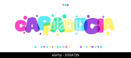 Kreative Schrift Bubble, Capadocia Ballon Alphabet, bunte abgerundete Schriften für Kindergeburtstag Titel, Bildungsüberschrift. Kindliche Ereignistypographie Stock Vektor