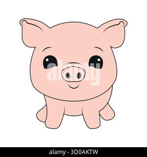 Niedliches pinkfarbenes Comic Ferkel. Vektorabbildung. Stock Vektor