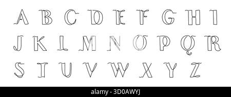 Monoline Buchstaben, einzeilige Anzeigenbuchstaben mit minimalistischem Outline-Stil Stock Vektor