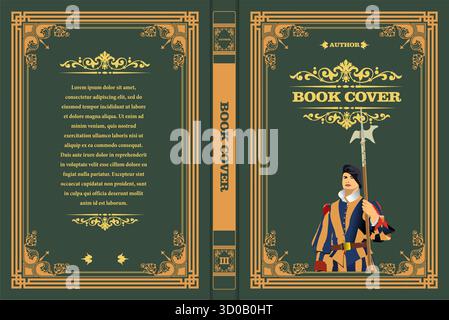 Elegantes zweitäfeliges Vintage-Bucheinband mit ornamentalen Mustern und Platzhaltertext Stock Vektor