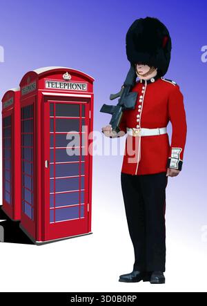 Wenige Bilder von London. Vektor 3D handgezeichnete Illustration Stock Vektor