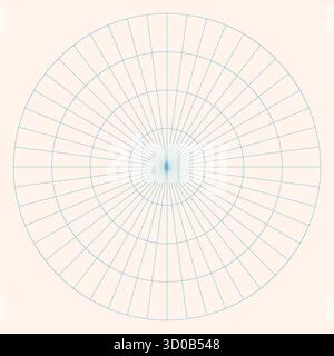 Kreisförmiges Raster mit Polarkoordinaten auf weißem Hintergrund isoliert. 360 Grad Skala. Leeres Polar Graph-Papier. Vektorabbildung. Mathematisches Diagramm Stock Vektor