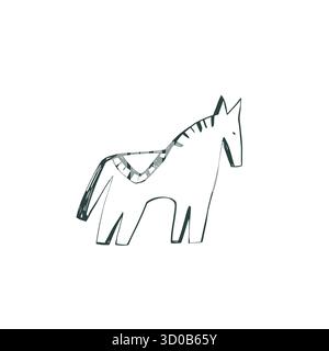 Skandinavisches Pferd mit volkstümlichem Muster und geometrischer, moderner, minimalistischer Illustration Stock Vektor