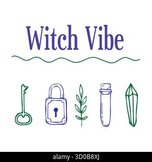 Wiccan Kritzelemente Stock Vektor