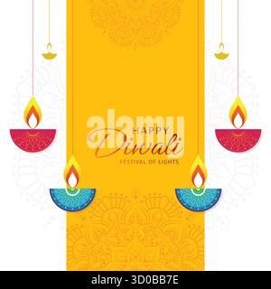 Happy Diwali Hindu festival Banner, Grußkarte. Brennende diya Illustration, Hintergrund für leichte Festival von Indien Stock Vektor