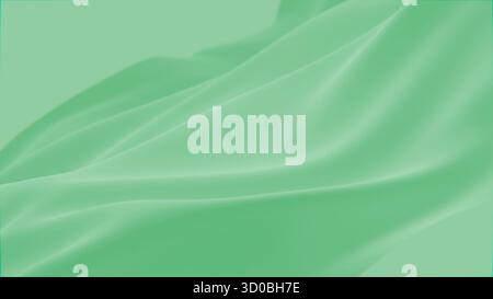 Abstraktes Zartheit Grüner Seidenhintergrund luxuriöses wellenförmiges Tuch satiniertes pastellfarbenes Material. Luxuriöse Pflege, flüssige Wellenspritzer, wellige Flüssigtextur Stockfoto