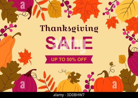 Thanksgiving Day Banner saisonale Rabatte. Stock Vektor