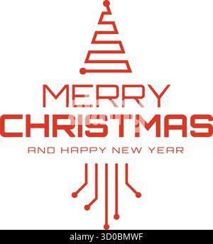 Hi-Tech und Elektronik Weihnachtskarte mit Wünschen Stock Vektor
