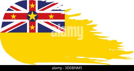 Niue Kometenfahne fliegen, Grunge Pinsel Vektor Stock Vektor