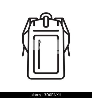 Wasserabweisender Rucksack mit schwarzer Linie. Vektor isoliertes Element.editierbare Kontur Stock Vektor