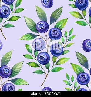 Nahtloses Blaubeermuster. Handgezeichnete Abbildung. Stockfoto