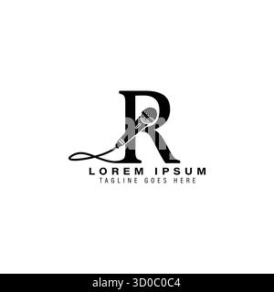 Buchstabe R mit Mikrofon-Logo. Symbol für Mic-Vektor mit Buchstabe R Stock Vektor