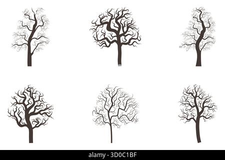 Silhouette Der Set-Kollektion „Baum Und Tote Zweige“ Stock Vektor