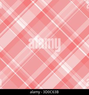 Grafik nahtloses Vektortextil, neues Muster Tartan Hintergrund. Karomuster mit Karostruktur in den 1940er Jahren in roten und hellen Korallenfarben. Stock Vektor