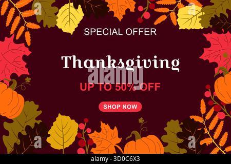 Thanksgiving Day Banner saisonale Rabatte. Stock Vektor