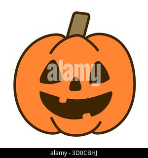 Orangefarbener halloween Kürbis mit gruseligem Gesicht Stock Vektor