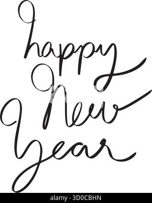 Happy New Year Text Schriftart Kalligrafie handgeschriebene Schrift Schrift Schrift schwarz Farbe Happy New Year Frohe weihnachten Glückwunsch Party Winter Saison banne Stock Vektor