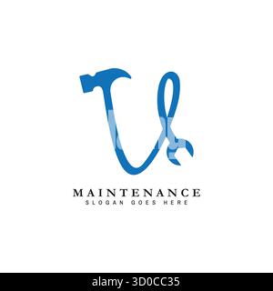 Letter V House Maintenance Logo. Symbol für Gebäudekonstruktion mit Buchstabe V Stock Vektor