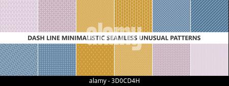 Kollektion von farbenfrohen geometrischen, nahtlosen Mustern. Wiederholbare einfache gestreifte Hintergründe, ungewöhnliche, minimalistische Drucke aus Textil. Endlos linear Stock Vektor