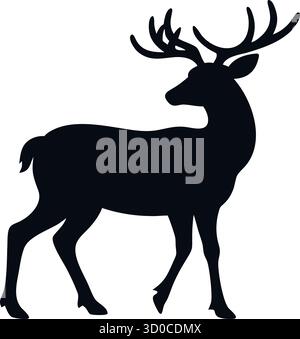 Deer Silhouette Vektor – majestätisches Hirschsymbol für Wildlife Branding, Outdoor Design und Naturbeschilderung Stock Vektor