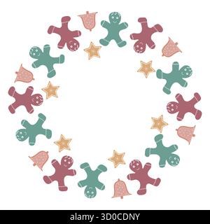 Weihnachtskranz der Lebkuchenmänner Stock Vektor
