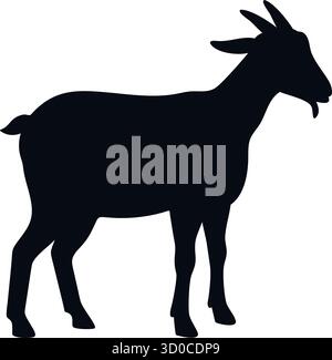 Ziegen-Silhouette-Vektor – Farm-Tier-Symbol für Landwirtschaft Branding, Kulturdesign und Viehzucht-Bildung Stock Vektor