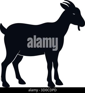 Ziegen-Silhouette-Vektor – Farm-Tier-Symbol für Landwirtschaft Branding, Kulturdesign und Viehzucht-Bildung Stock Vektor