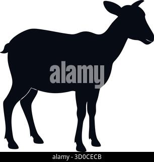 Ziegen-Silhouette-Vektor – Farm-Tier-Symbol für Landwirtschaft Branding, Kulturdesign und Viehzucht-Bildung Stock Vektor