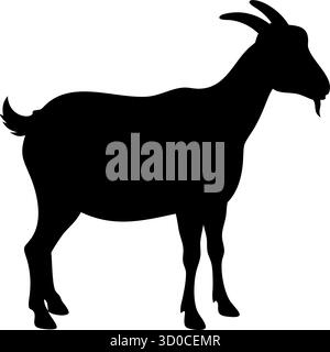 Ziegen-Silhouette-Vektor – Farm-Tier-Symbol für Landwirtschaft Branding, Kulturdesign und Viehzucht-Bildung Stock Vektor