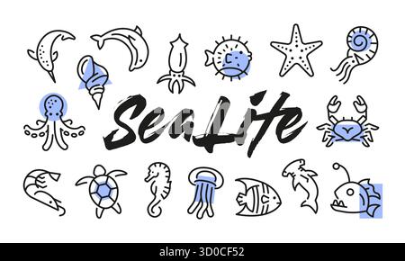 Sea Life Poster. Vektorabbildung Stock Vektor