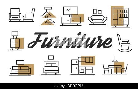 Möbelplakat. Vektorabbildung Stock Vektor