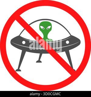 Schild, das das Fliegen nicht identifizierter Objekte verbietet. Stock Vektor