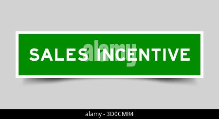 Grünes quadratisches Aufkleber-Etikett mit Wortverkaufsanreiz auf grauem Hintergrund Stock Vektor
