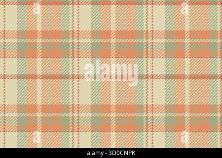 Serviette nahtloses Vektortextil, Harmonie Hintergrund Schottenstoff. Struktur mit Karomuster und Streifenmuster in Orange und hellen Farben. Stock Vektor