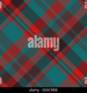 Klassisches Karomuster. Nahtlose abstrakte Textur mit verflochtenen Streifen in Petrol, Rot und Braun. Für Hintergründe, Textilien oder Designs verwenden Stock Vektor