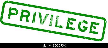 Grunge grünes Privilege Wort quadratischer Gummisiegelstempel auf weißem Hintergrund Stock Vektor