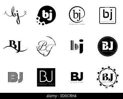 Unternehmensvorlage mit BJ-Logo. Buchstaben b und j. Setzen Sie mit Designelementen verschiedene klassische Serifenschriftarten und modernen, auffälligen Text. Anfängliche Schriftart Stock Vektor