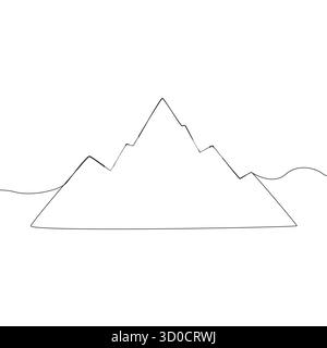Illustration der Berglandschaft. Vektor für fortlaufende Linienzeichnung. Minimalistische Naturszene Kunst. Peak einfache Kontur. EPS 10. Stock Vektor