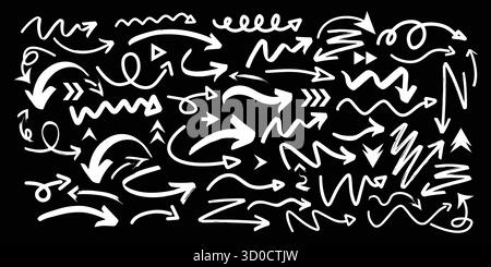 Handgezeichnete Pfeile Vektorsatz – Symbole für kreative Richtung für UI-Design, Präsentationen und Bildgrafiken Stock Vektor