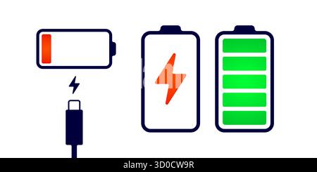 Akku wird geladen. Symbol für das Ladegerät Stock Vektor