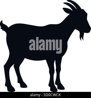 Ziegen-Silhouette-Vektor – Farm-Tier-Symbol für Landwirtschaft Branding, Kulturdesign und Viehzucht-Bildung Stock Vektor