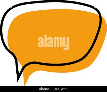 Sprechblase-Vorlage im Doodle-Stil. Leerer Referenzkreis für Diskussion, Textfeld, Anführungsrahmen, Nachrichtentag, Ideenbeschriftung, Kommentaraufkleber isoliert auf weißem Hintergrund. Vektorabbildung. Stock Vektor