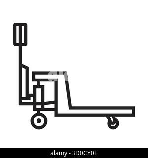 Handhubwagen, lineares Symbol. Logistikausrüstung. Vektorabbildung. Objekt isoliert auf weiß. Stock Vektor