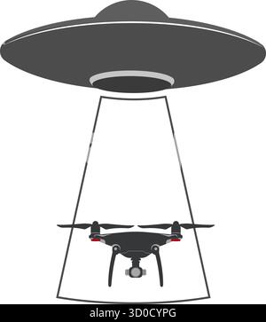 Silhouetten einer Raumfliegenden Untertasse. Stock Vektor