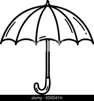 Offener Regenschirm Icon Doodle handgezeichnet. Clipart-Symbol für Umrisslinien. Vektorabbildung. Stock Vektor