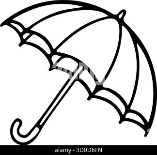 Offener Regenschirm Icon Doodle handgezeichnet. Clipart-Symbol für Umrisslinien. Vektorabbildung. Stock Vektor
