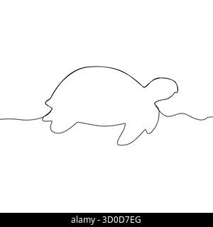 Schildkröten-Reptilien-Illustration. Vektor für fortlaufende Linienzeichnung. Minimalistische, langsame Tierkunst. Einfache Umrisse der Schale. Stock Vektor