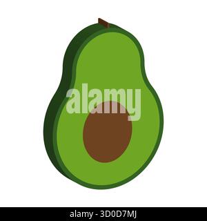 Illustration der Avocadofrucht. Grünes Lebensmittelobjekt. Isometrische Vektorform. Bio-Gesundheitssymbol. Stock Vektor
