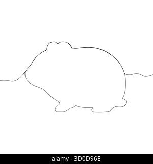 Meerschweinchen-Illustration. Vektor für fortlaufende Linienzeichnung. Minimalistische Tierkunst. Nagetier einfache Kontur. Stock Vektor